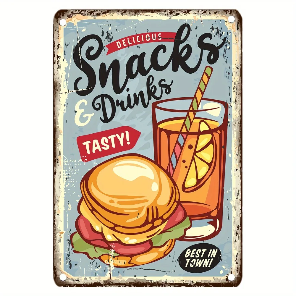 Placa de metal de comida vinta - Food Snacks Drinks avaliação e preço